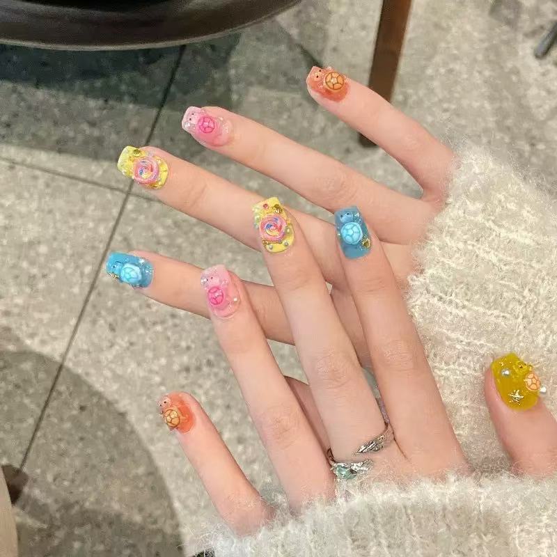 Resin Crafts - 100 Mini Renkli Kaplumbağa Reçine Süsleri