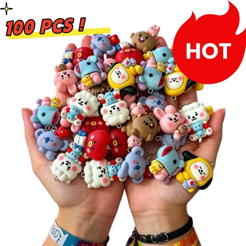 Resin Crafts - 7 adet BT21 Reçine Karikatür Figür